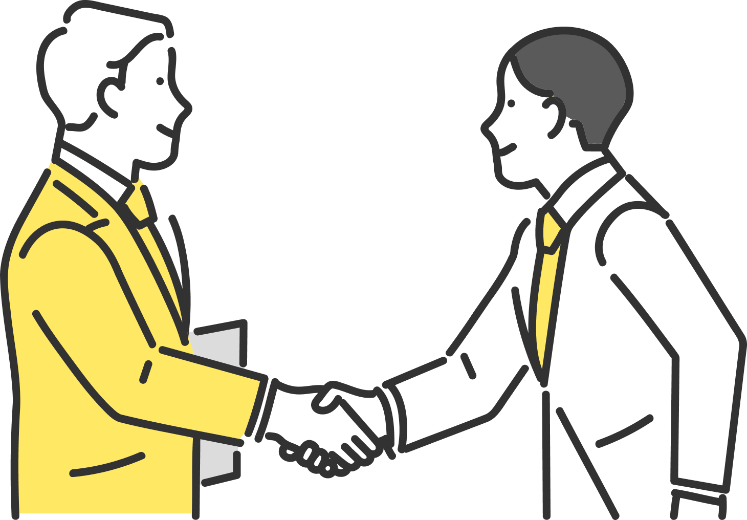 握手を交わすパートナー企業の担当者のイラスト